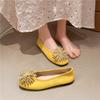 Low Heel Single Shoes Summer New Square Toe Shallow Mouth Rhinestone Flower Soft Sole Non-slip Low-top Shoes