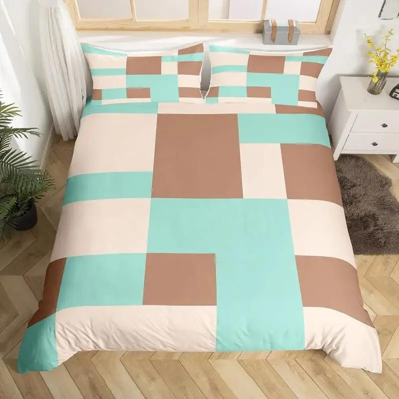 Comforter Geometric Single King Buffalo Check Comforter Modern Art Plaid Bedding Set Microfiber Geometry