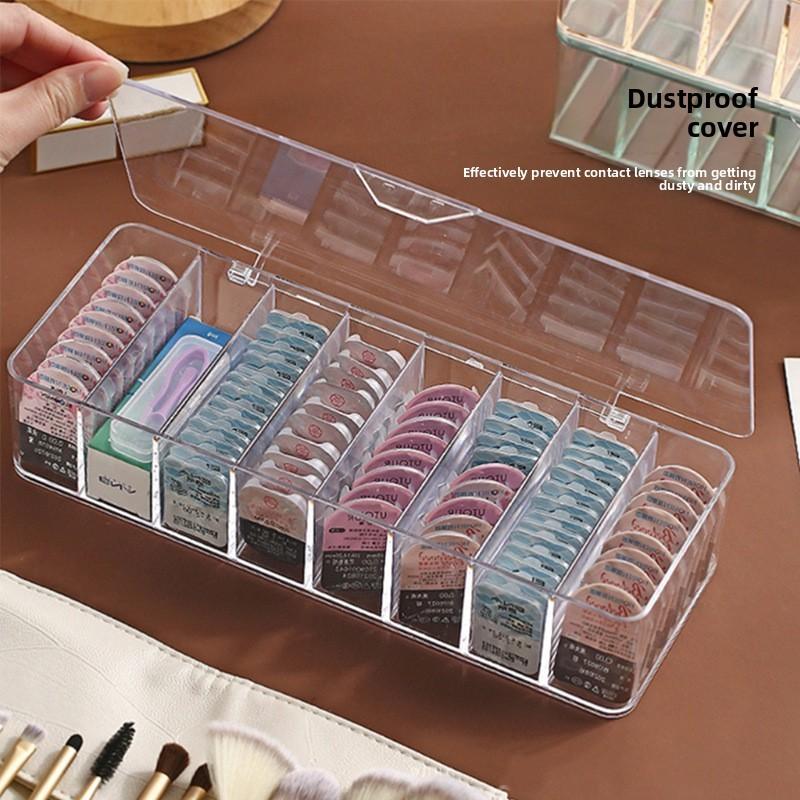 Clear Ps Contact Lens Organizer With Divided Compartments For Home Storage