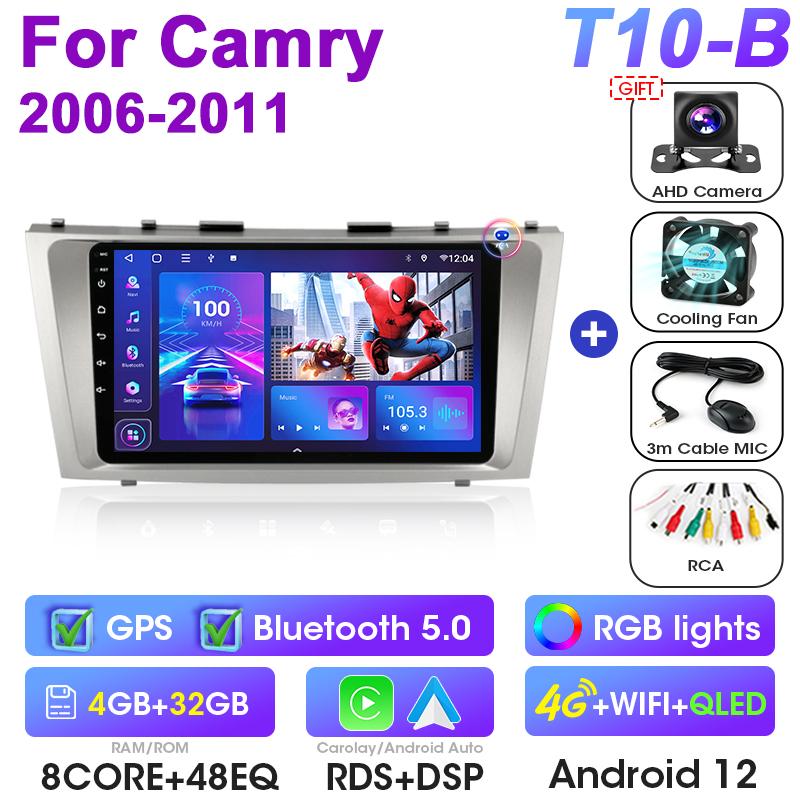 2 Din Android 12 Autoradio Für Toyota Camry 7 XV 40 50 2006 - 2011 Multimedia Video Player GPS 4G Carplay Auto Stereo Head Unit
