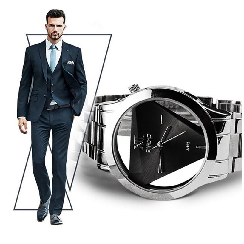 Elegant Triangle Dial Watch Hollow Design Fashionable Steel Band And Glass Surface