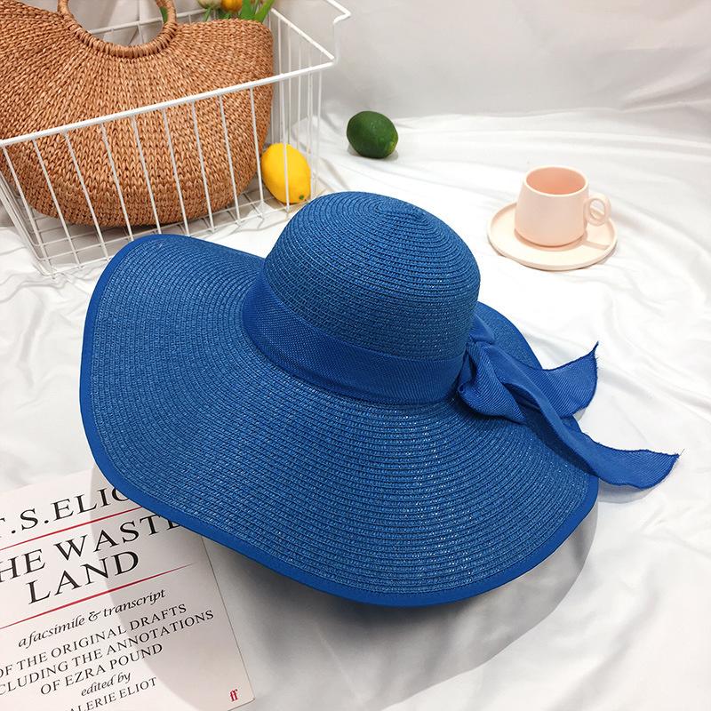 Yellow Beach Straw Hat Female Summer Beach Big Brim Sunscreen Sunshade Travel Versatility Big Brim Sandal Sun Summer
