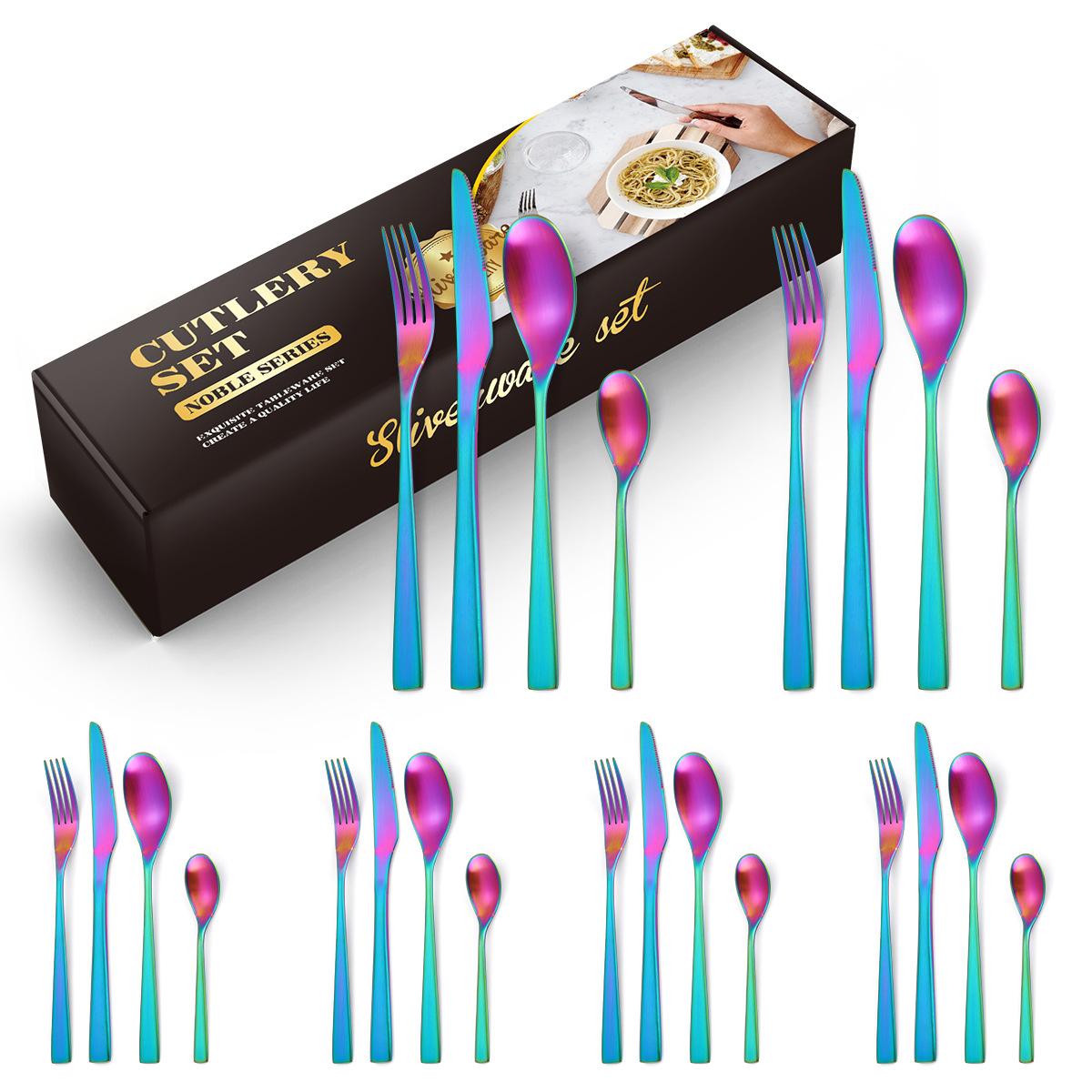 

304 Stainless Steel Cutlery Set 24-piece Brushed Matte Steak Knife Retro Household Knives Forks and Spoons