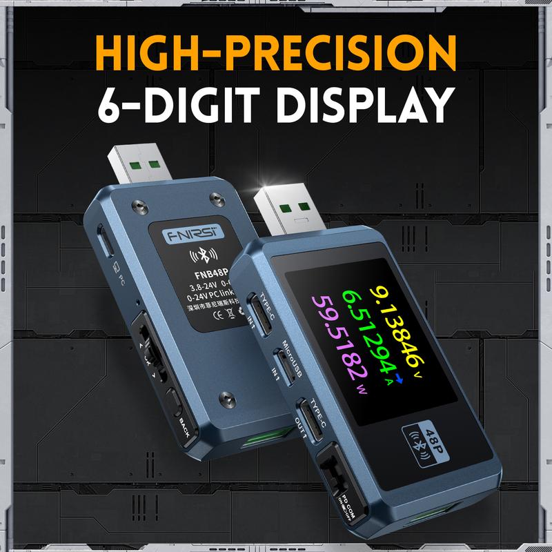 FNIRSI FNB48P USB-tester Voltmeter Amperemeter TYPE-C Hurtiglading Deteksjon Utløser Kapasitet Bølgemåling med CNC Metallkappe