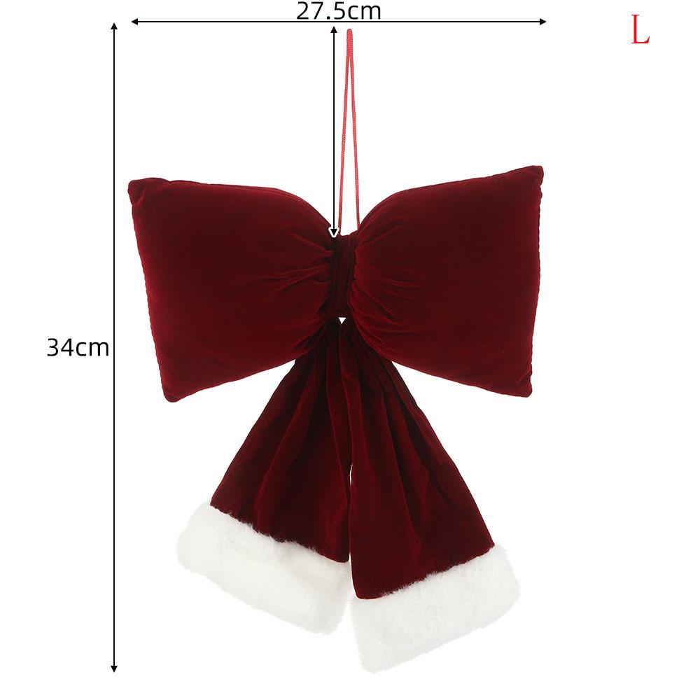 1pcs Red Bows Christmas Tree Decorations Velvet Ornament Bow with Rope for Xmas Home Wreath Fence Stairs Railing Fireplace Decor