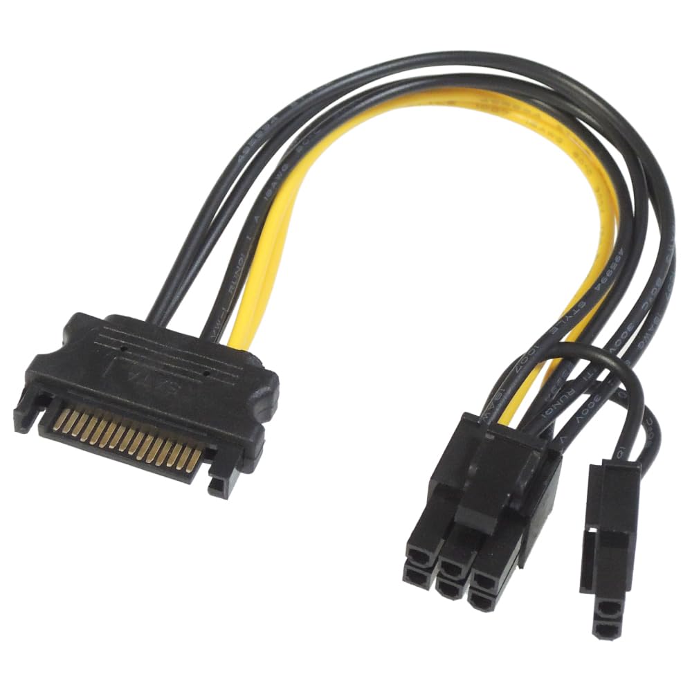 KAUMO SATA Power Supply PCIe Graphic Board Auxiliary Power Supply Conversion Cable - (6+2 Pin)