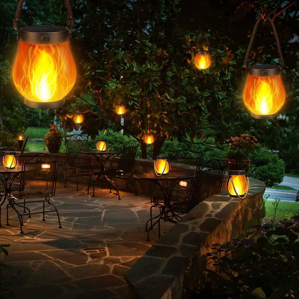 Flame Lights Camping Light USB Rechargeable Hanging Lantern Decoration Solar Flame Lights  Hanging