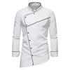 Frühlings- und Herbst Herren Langarmhemden Mode Stehkragen Diagonale Knöpfe Hemd Business Casual Hemden