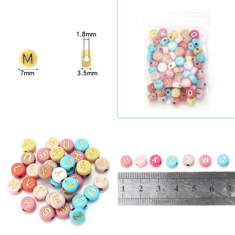 100pcs/Lot Mixed Round Flat Acrylic Letter Beads Alphabet Digital Cube Loose Spacer Beads For Jewelry Making Diy Bracelet