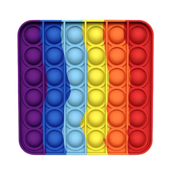 Rainbow Push Bubble Toy Stress Relief Round Square Heart Bubble Popping Game Silicone Bubble Squeeze Sensory Fidget Toy