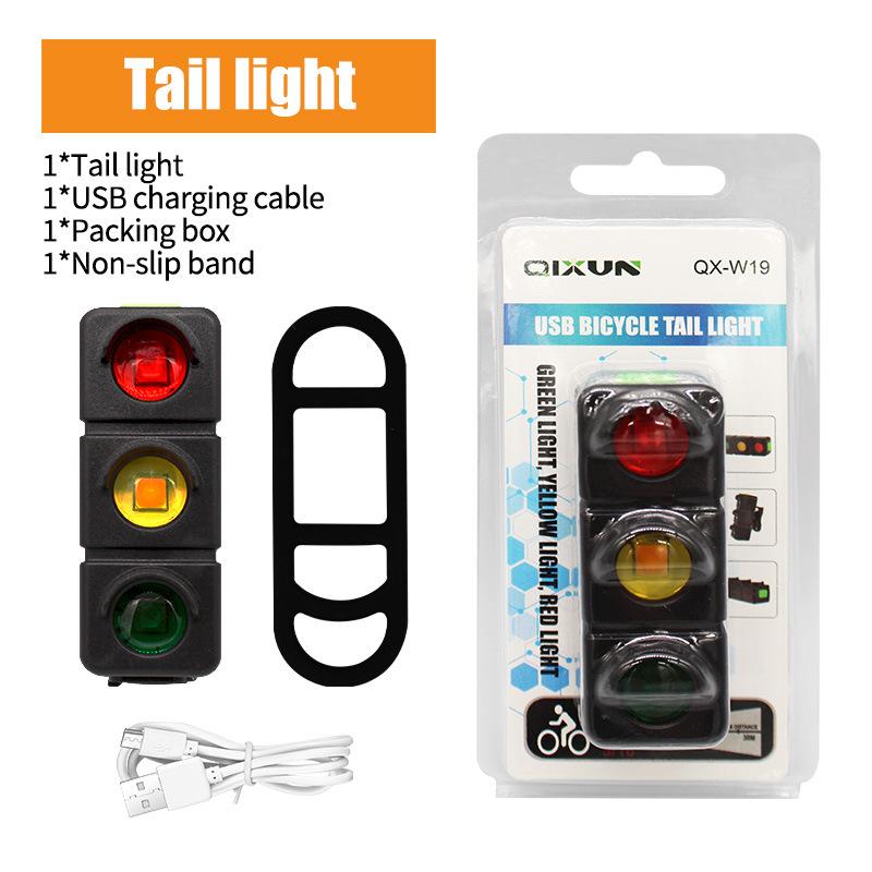 

1 шт. Велосипедный задний фонарь для ночной езды, трехцветный ночной предупреждающий фонарь, зарядка через USB, светофор, задний фонарь для езды в горах