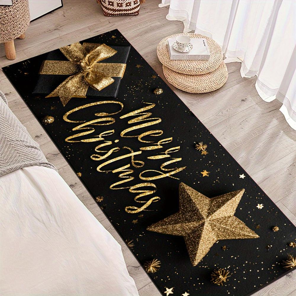 1Pcs Christmas Element Merry Christmas Non-Slip Washable Area Rug Runner for Entryway, Living Room, Bedroom & Patio