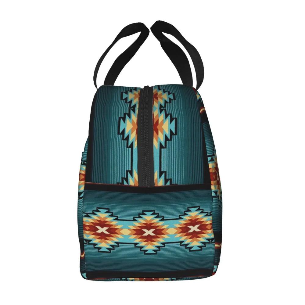 Tribal Geometría Azteca Print Portable Lunch Boxes Waterproof Thermal Cooler Food Insulated Lunch Bag Kids School Children
