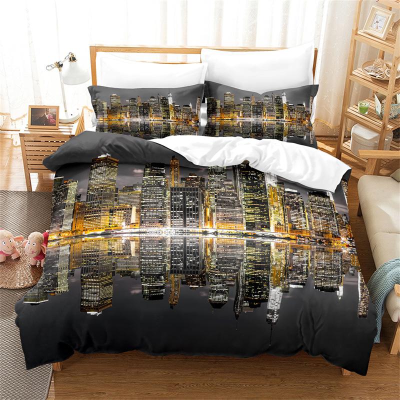 City, Roller Coaster Bed Ensemble Luxury Bedspread Cover Collection 3d Bedding Bed Linen Queen Size Size Bed Ensemble Fashion Design Bed Ensemble