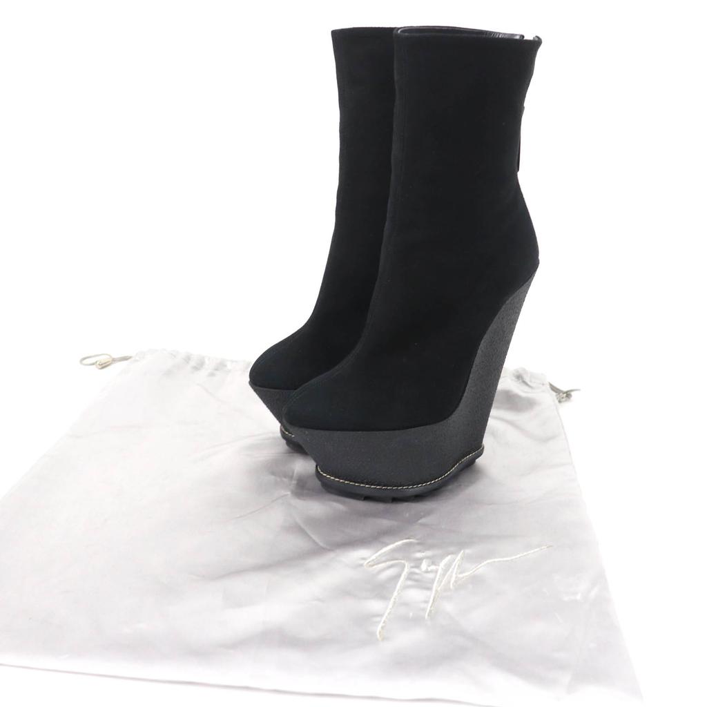 Excellent GIUSEPPE ZANOTTI Ankle boots Wedge sole black Suede leather Women 35 Used