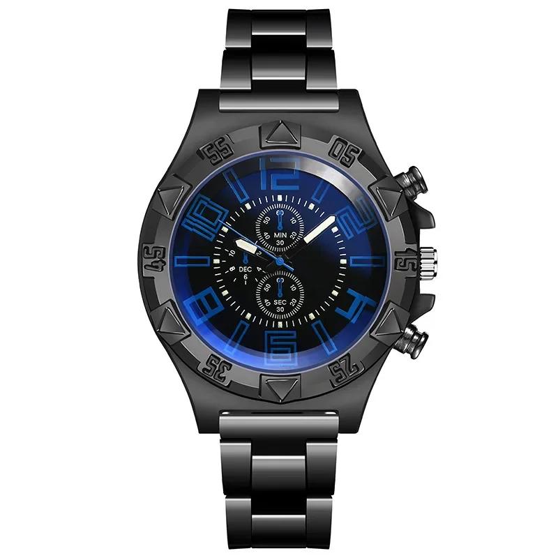 Men's Sports Mesh Belt Luminous Watch Men's Hollow Calendar Blue Light Watch Dial Design High Quality Luxury Mens Watch