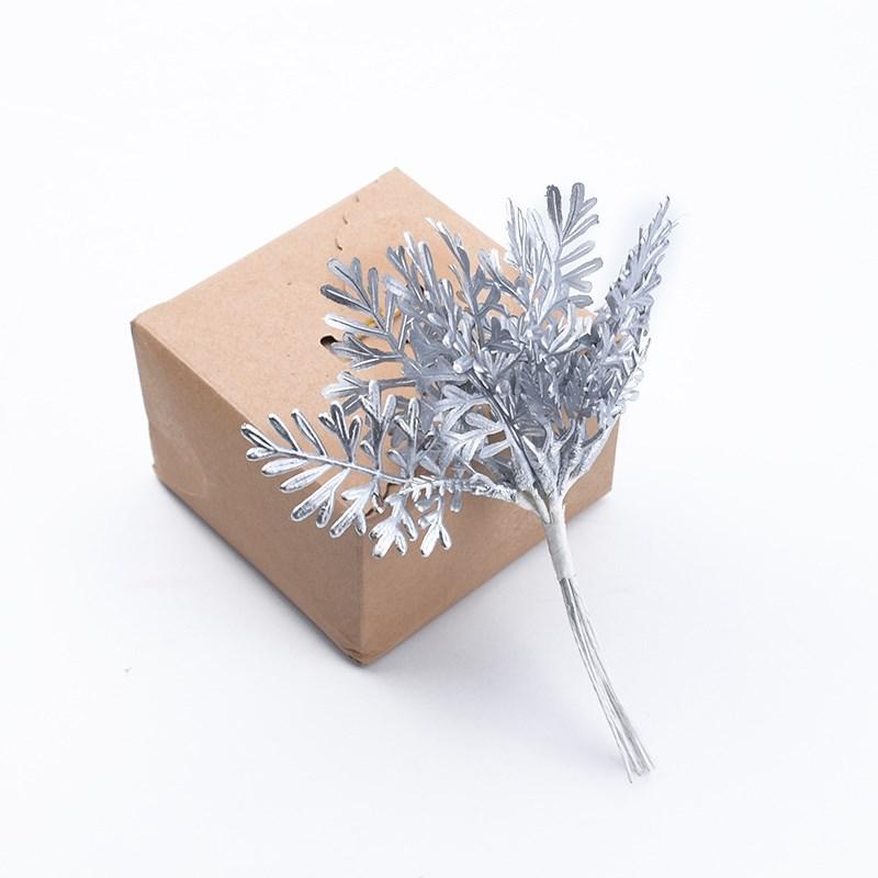 1/3pcs Golden Silver Christmas Leaf Artificial Plants Wedding Decorative Flowers Vase Home Room Decor Diy Gift Bridal Clearance