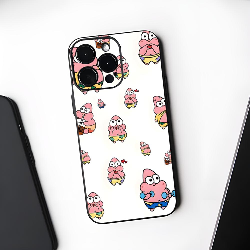 Coque de téléphone mignonne SpongeBob Noir Souple Pour Iphone 16 15 14 13 11 12 Pro Max Xr X Xs 8 7 Plus