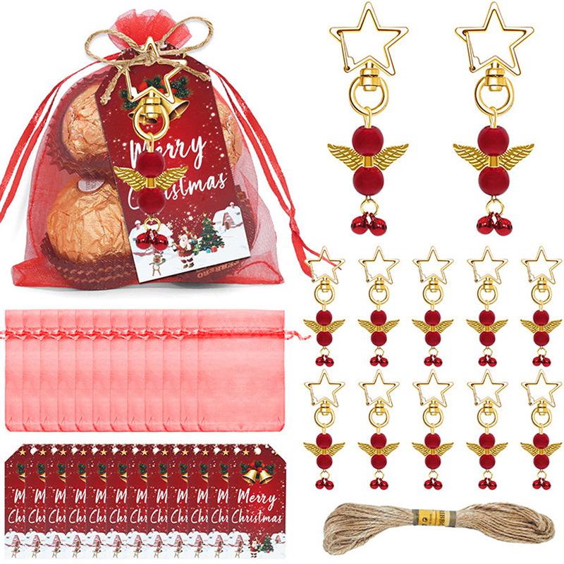 24Pcs Christmas Keychain Bulk Christmas Party Favors Pendant Keyring, Charm Key Chain Craft Accessories For Xmas Supplies