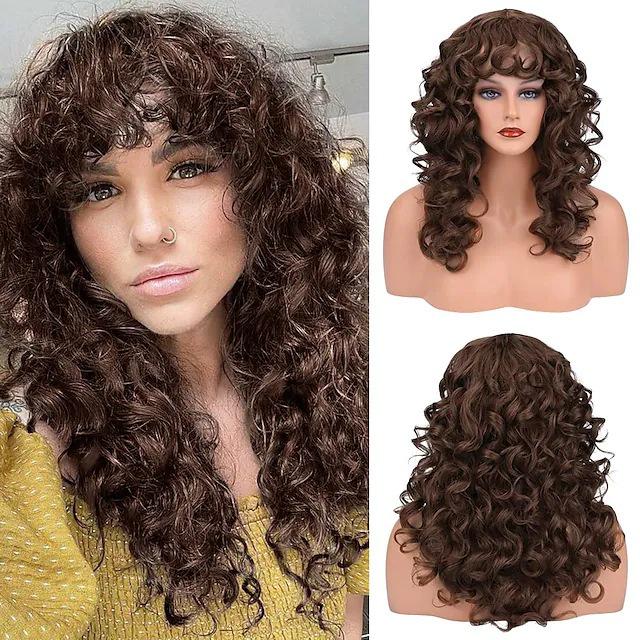 22" Sweet Potato African Curl Wig with Bangs - Long Braiding Style for Women
