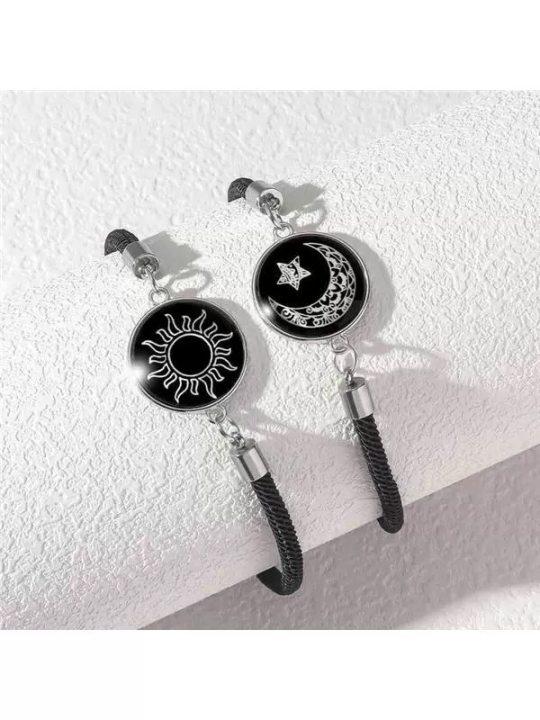 Nuovi Braccialetti Intrecciati Luminosi Moda Sole Luna Amanti Regolabili Acciaio Inossidabile Romantico Elegante Braccialetto a Maglie Gioielli