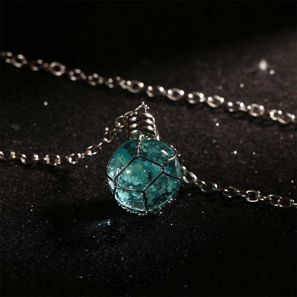 Green Blue Luminous Ball Neck Chain Glass Luminous Pendant Creative Luminous Glass Necklace  Party