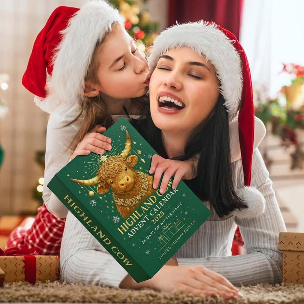 Highland Cow 24 Days Christmas Countdown Calendar with 24 Highland Cow Ornaments Advent Countdown Calendar Xmas Surprise Gifts