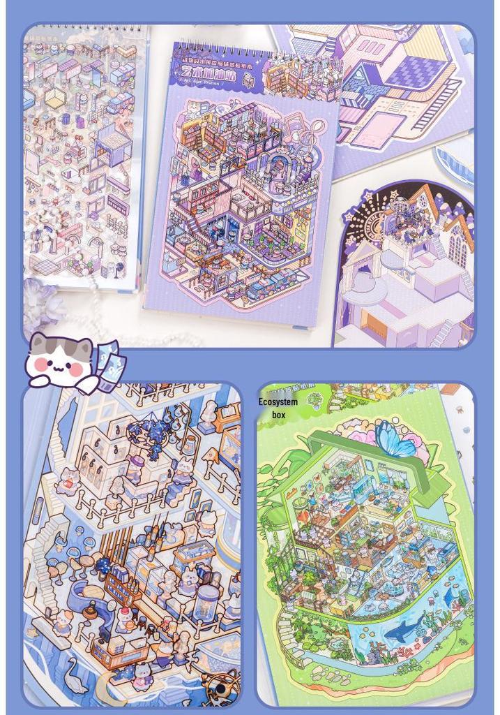 Light Luxury Cartoon Miniature Scene Sticker Book: Creative Fun DIY Stickers