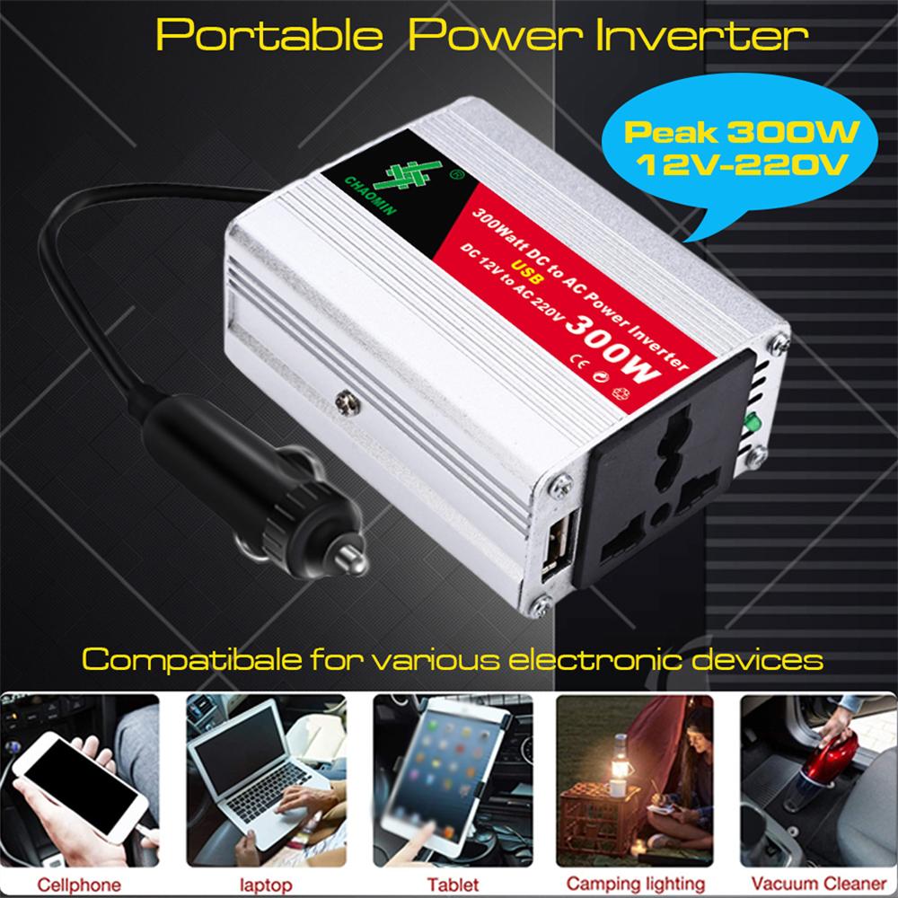 Invertor portabil Invertoare de putere pentru mașină DC12Volt la AC220Volt Transformator 300W Convertor de putere auto