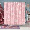 1Pc Snowflake Pink Christmas Shower Curtain, Christmas Modern Preppy Shower Curtain, Polyester Fabric Christmas Gift