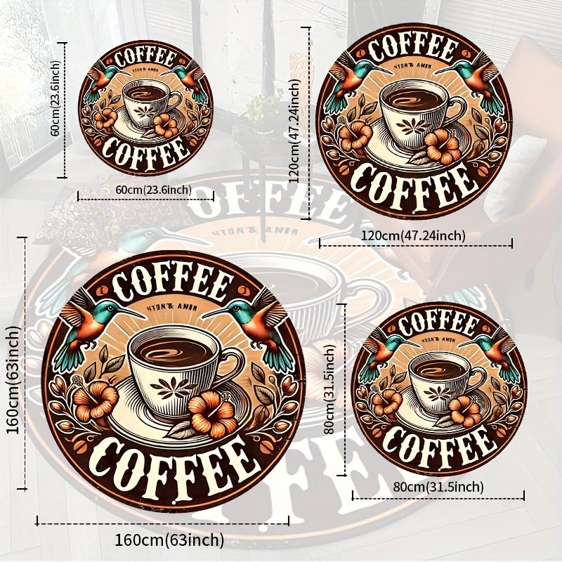 Vintage Coffee Hummingbird Round Area Rug, Soft Non-Slip Machine Washable Floor Mat for Kitchen Coffee Bar Home Decor