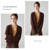 Women's 100% Wool V-Neck Two-Piece Cardigan Sweater – Autumn Loose Knit, Long Sleeve, Versatile Top