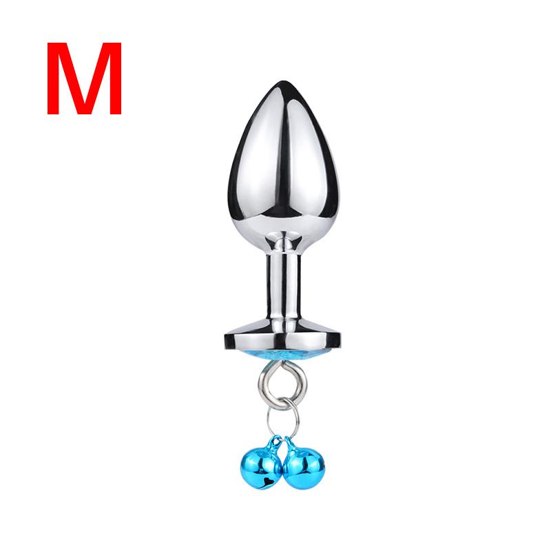 S/M/L Anal Plug Sexspielzeug Edelstahl Glattstahl Butt Plug mit Glöckchen runder Kristall Anhänger Schmuck