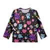 Children's Witch  Printed Long Sleeved Round Neck Top With Floral Print For Daily Casual T-shirt