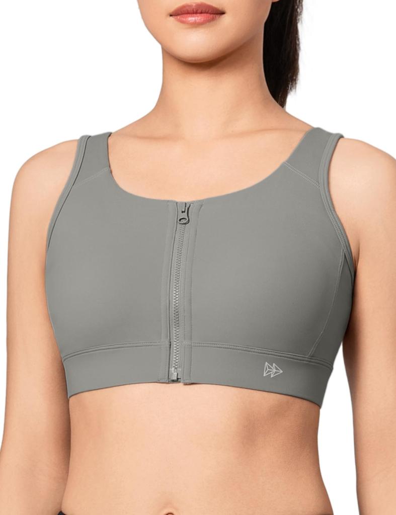 Yvette Sports No Front High Large Sweat Quick Integrated Sports 3XL Gray Bra, Bounce, Opening, Support, Size, Stylish, U-Back, Absorbent, Drying, Cup,