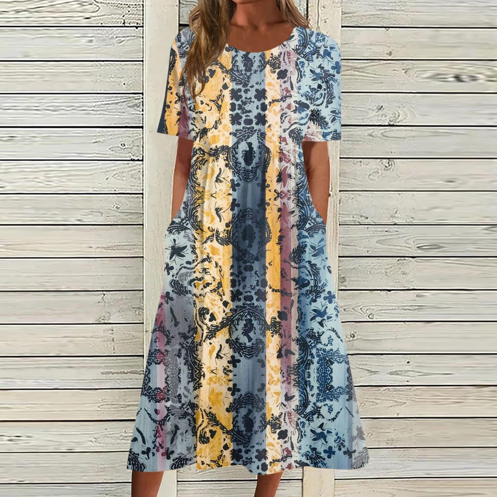 Жен. Повседневные платья Платья с принтами Летние платья С принтами Плиссированные — фото 7