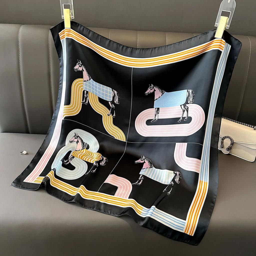 New Fashion Luxury Silk Scarf Bandana Women Hair Bands Square Scarves Neck Tie Bag Scarfs Satin Lady Wrap Headband