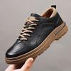 2024 Autumn and Winter New Men's Business Casual Leather Shoes Men's Round Head Lace-up Platform Men's Shoes Outdoor Trendy Shoes Men's 6668