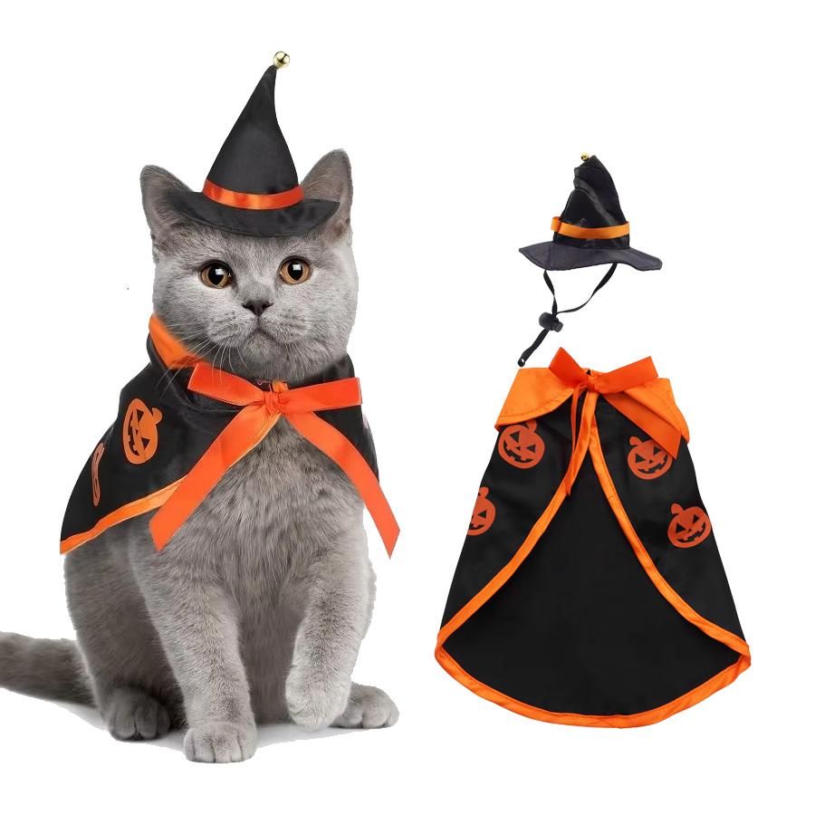 

Halloween Limited Pet Wizard s cloak Pumpkin pattern Costume Cosplay Costume With Halloween Costume Party Pet Supplies
