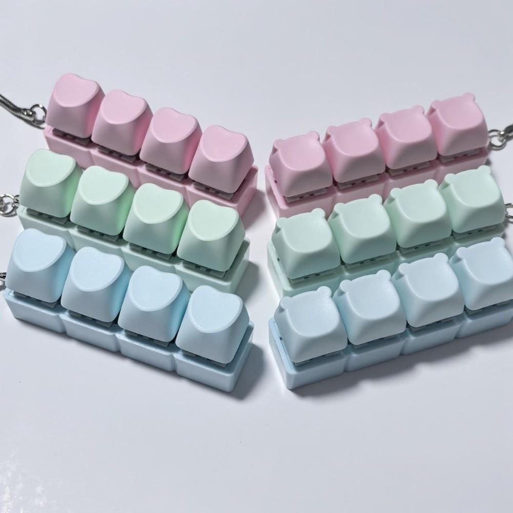 4 Keys Fidget Keychain Key Button Pinch Toy Funny Clicker Toy Pendant  for Adult&Kids