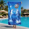 Dolphin Football on the Beach Theme polyester microfiber beach towel is highly absorbent suitable for swimming and beach outings