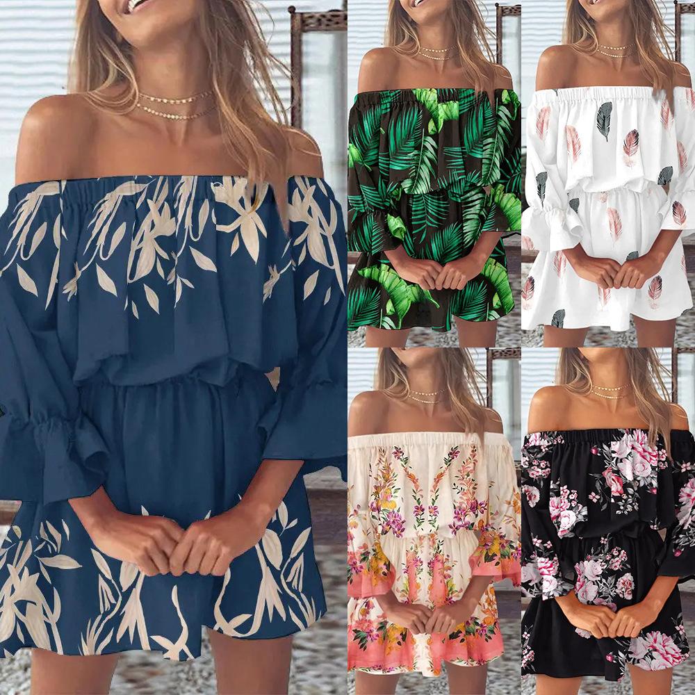 

Новое летнее свободное платье с принтом и сексуальным воротником на талии для женщин