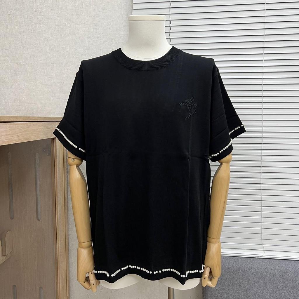 2025 Vår/Sommar Trendig Jacquardetikett Stickad Kortärmad Logotyp T-shirt