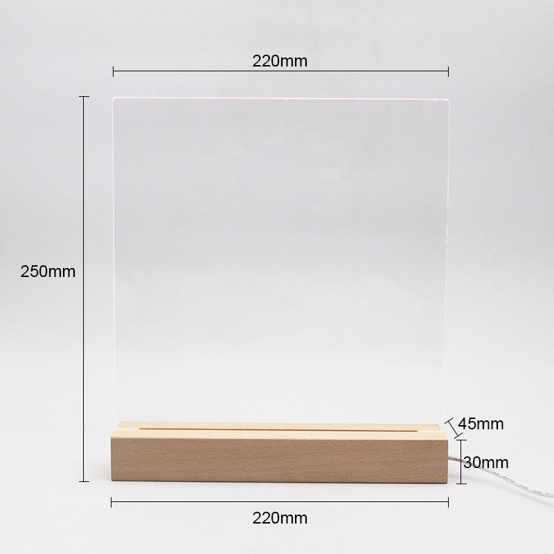 3D High-Transparency Atmosphere Night Light In Beech Wood with Uncarved Acrylic Board