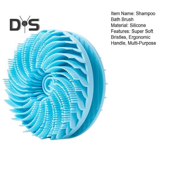 Silicone Shower Brush Scalp Massager Double-Sided Body Scrubber with Handle Hygienic 2-in-1 Body Scrub Bath Brush