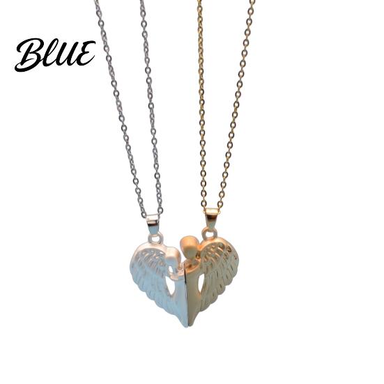 Ensemble Collier Pendentif Cœur d'Ange 1 Collier assortis pour Couple Magnétique