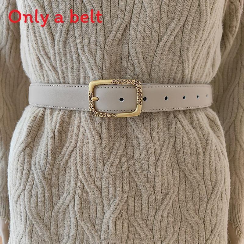 Genuine Leather Womens Cowhide Belt Alloy Buckle Fashionable Casual Decoration