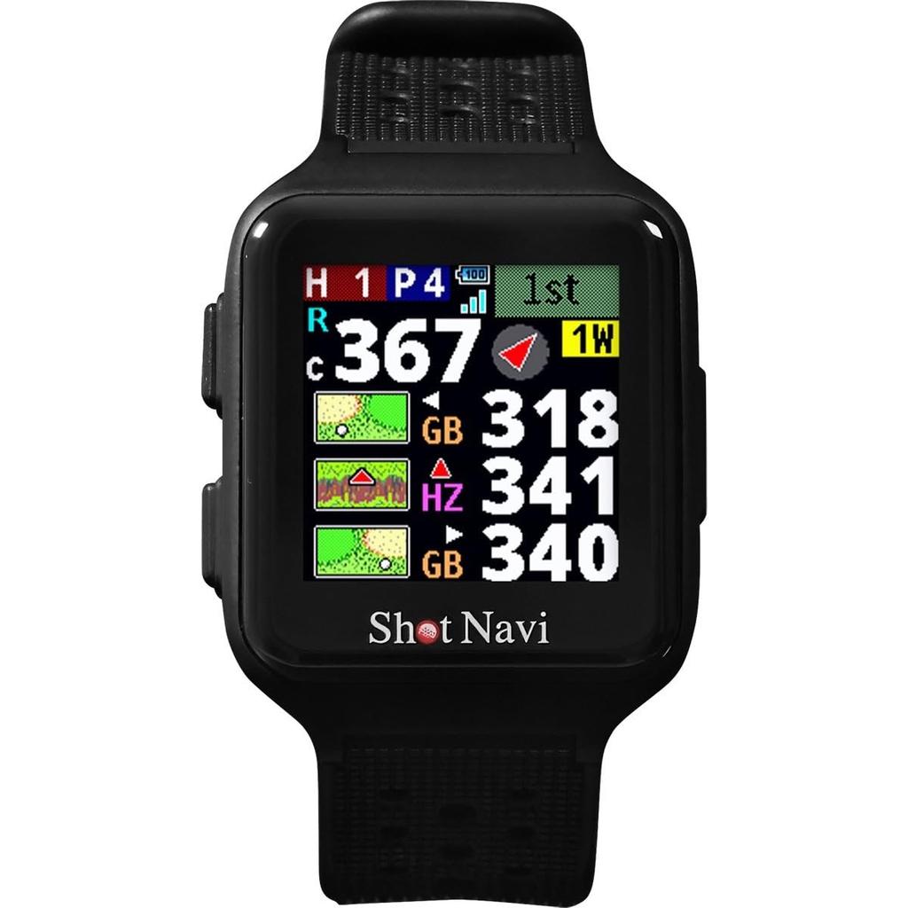 Shot Navi SkyNova Golf GPS Made in Japan Watch, Multi-Positioning, [Simple (Black)]