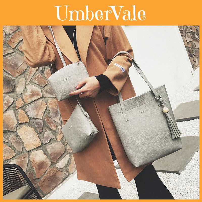 Stilvolles 3-teiliges Neues Damen-Set Umhängetasche Modische Handtasche Umhängetasche Tragetasche Geldbörse Tasche
