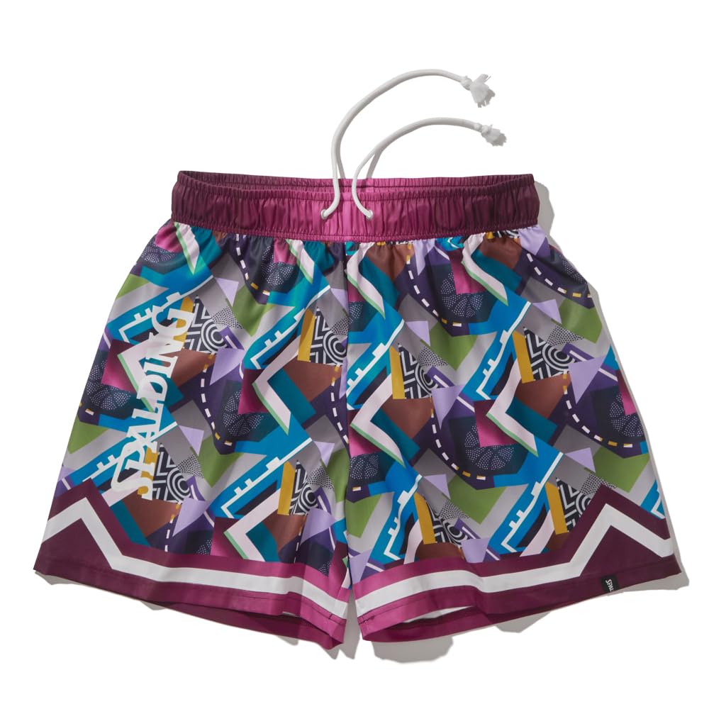 SPALDING Geometric Multi-Color Woven Shorts, Size M (SMP24108)